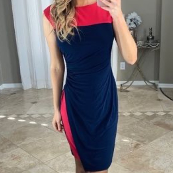Ralph Lauren navy and red stretch dress Size 12 E20 - Picture 9 of 9